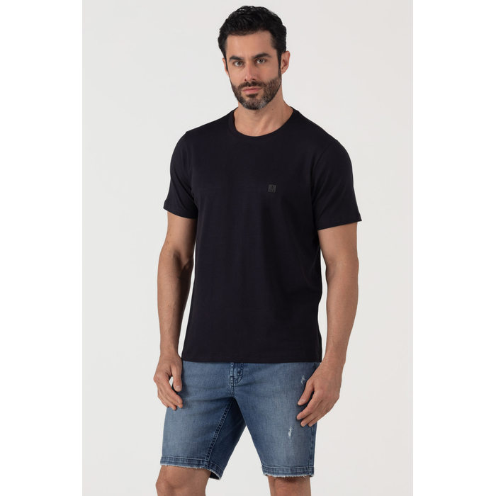 Camiseta Dlz Algodão Elastano Manga Curta Aplicação Logo Preto
