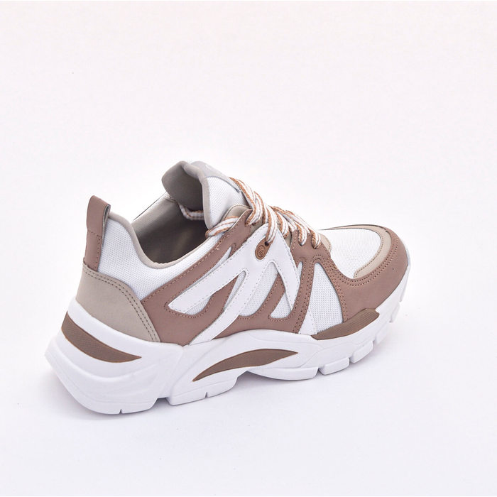 Tênis Via Marte Chunky Detalhe Costura Branco e Bege