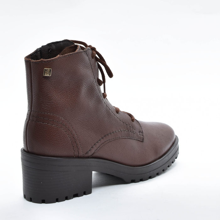 Bota Coturno Bottero Couro Salto Baixo Grosso Solado Tratorado Lateral Zíper Marrom