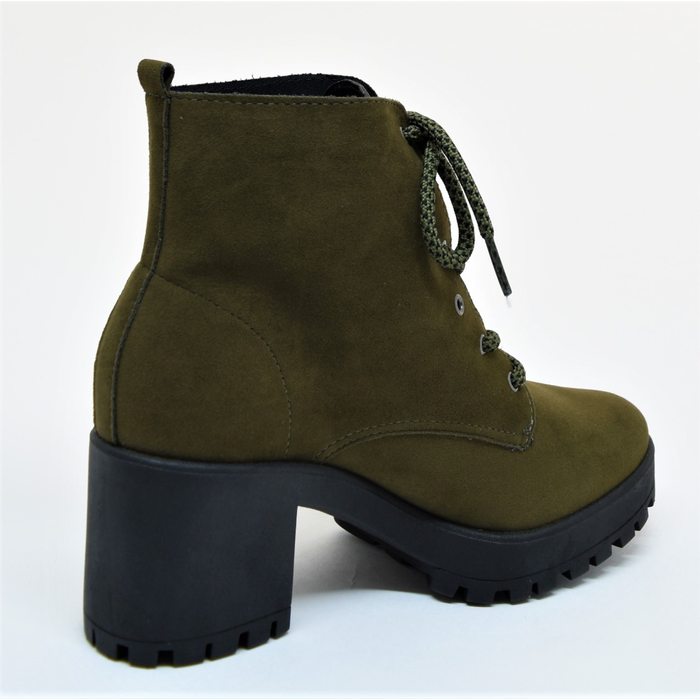 BOTA COTURNO RAMARIM CAMURÇA SALTO GROSSO TRATORADO VERDE MUSGO