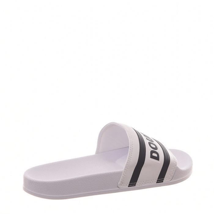 Chinelo Slide Double-G Estampa Logo Branco e Preto