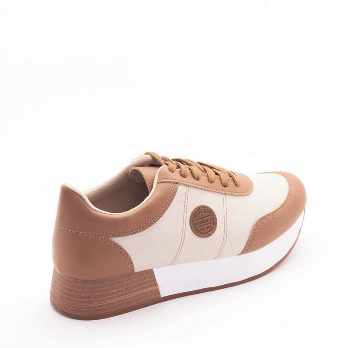 Tênis Jogger Moleca Detalhe Matelassê Costura Marrom e Bege