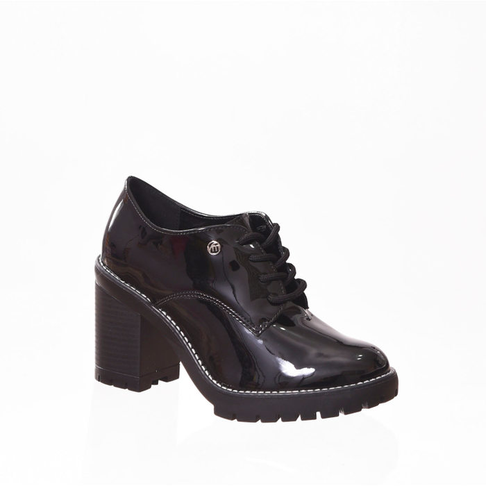 Sapato Oxford Via Marte Verniz Detalhe Costura Solado Tratorado Preto