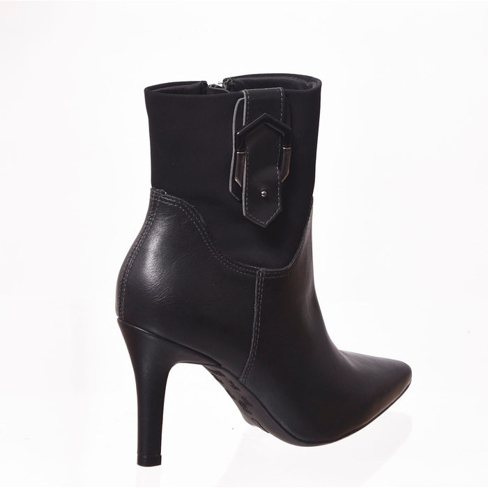 Bota Ramarim Ankle Boot Detalhe Nobuck Bico Fino Preta