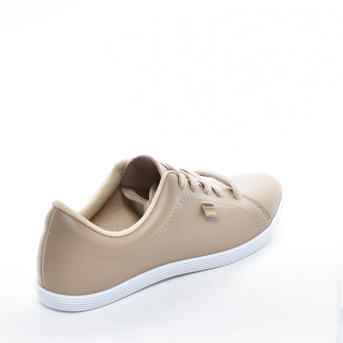 Tênis Beira Rio Linha Conforto Liso Solado Branco com Listra Bege