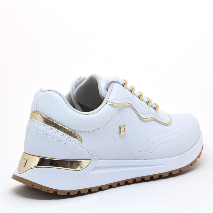 Tênis Jogger Ramarim Costura com Metal Dourado Branco