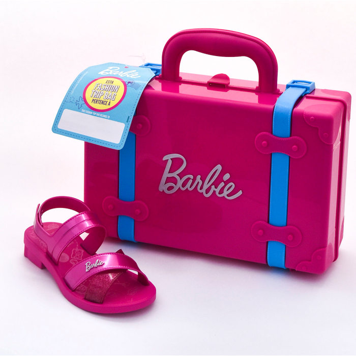 Sandália Grendene Barbie Detalhe X Acompanha Mala Rosa