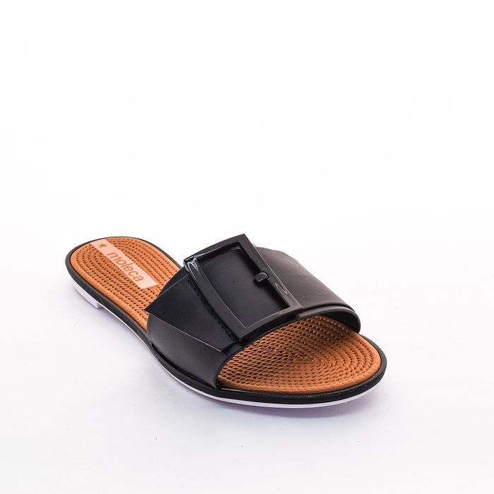 Rasteira Moleca Cabedal Fivela Preto