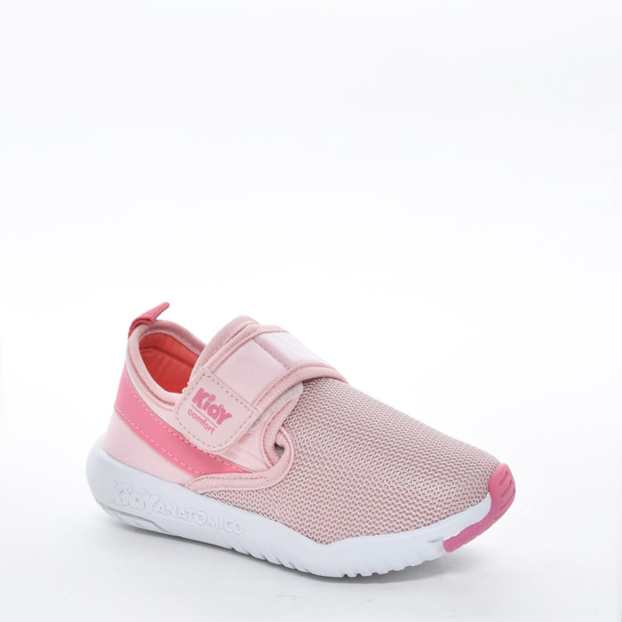 Tênis Slip-On Kidy Anatômico Tecnologia Respi-Tec Mesh Fechamento Velcro Rosa