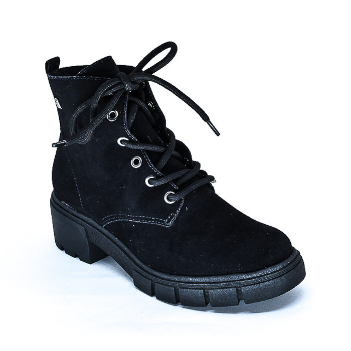 Bota Coturno Ramarim Camurça Salto Grosso Tratorado Preto