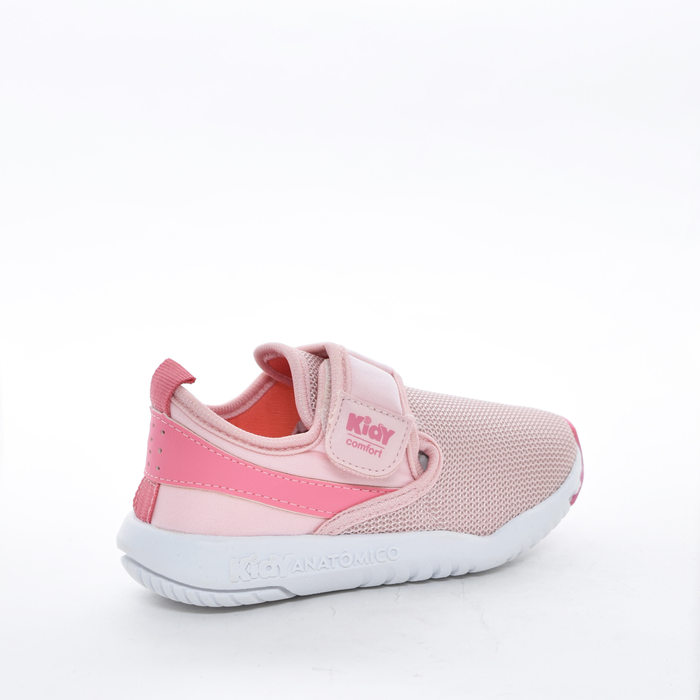 Tênis Slip-On Kidy Anatômico Tecnologia Respi-Tec Mesh Fechamento Velcro Rosa