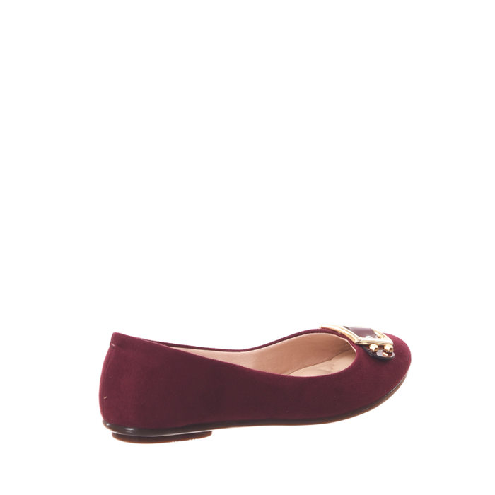 Sapatilha Moleca Camurça Detalhe Fivela Bordô