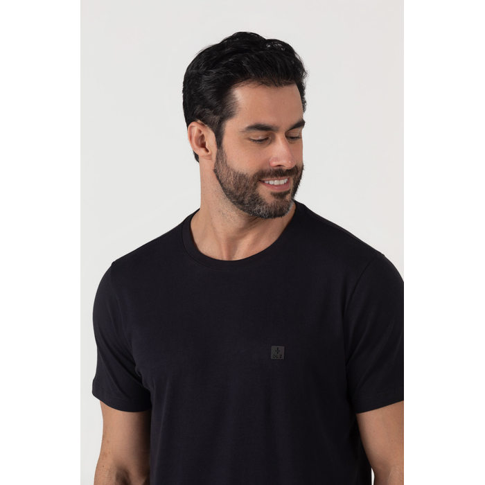 Camiseta Dlz Algodão Elastano Manga Curta Aplicação Logo Preto