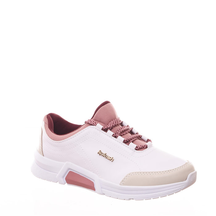 Tênis Kolosh Palmilha com Gel no Calcanhar Detalhe Neoprene Branco e Rosê