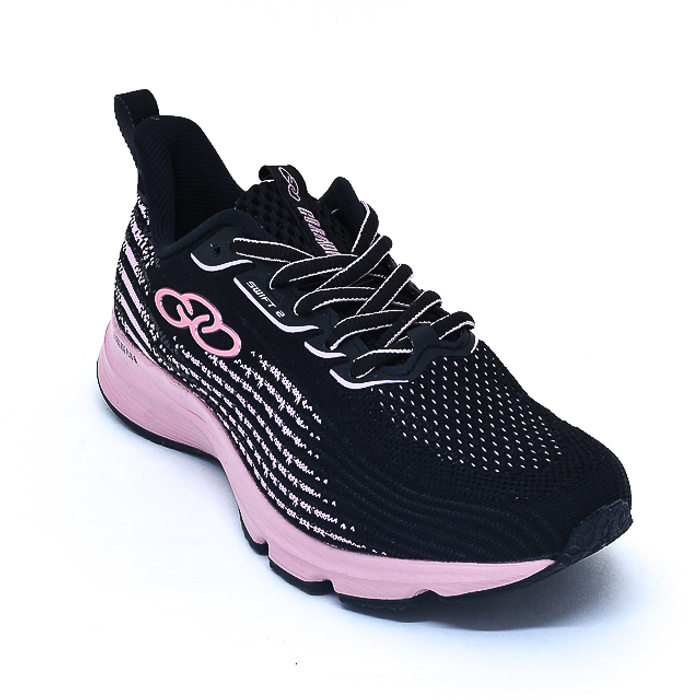 Tênis Olympikus Swift Mesh Tecnologia Evasense Plus Aplicação Logo Preto e Rosa