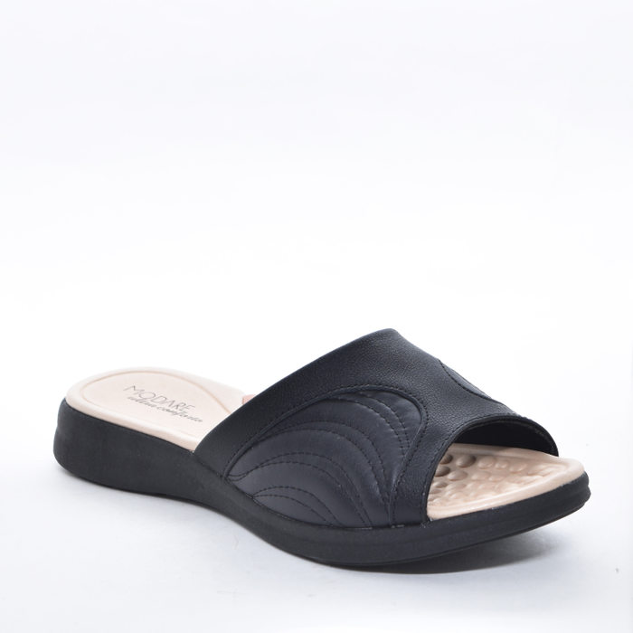 Rasteira Modare Ultra Conforto Cabedal com Recortes Corino Detalhe Costura Palmilha Bolhas Salto Bai