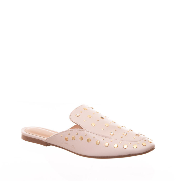 Sapato Mule Vizzano Aplicação Tachas Strass Bege