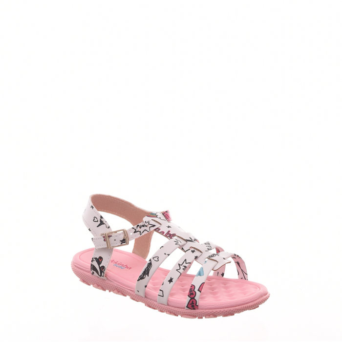 Sandália Rasteira Molekinha Tratorada Unicórnio Branco e Rosa