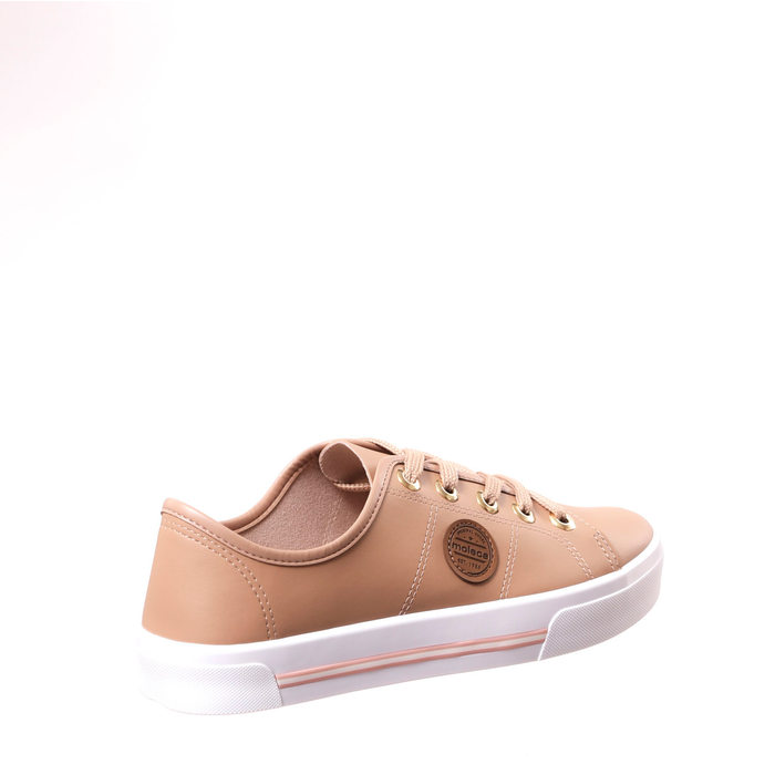 Tênis Moleca Detalhe Costura Apllicação Corino Logo Palmilha Flow Bege