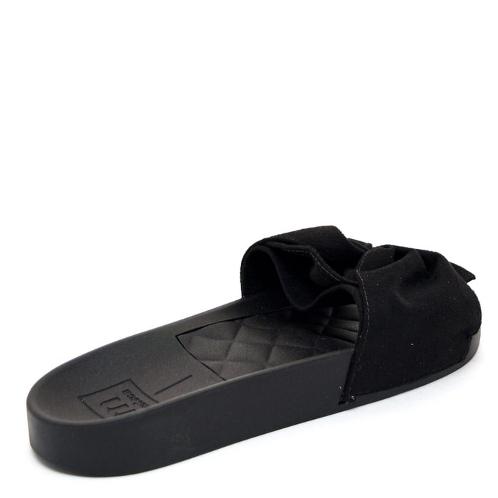 Chinelo Slide Moleca Camurça com Laço Preto