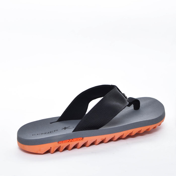 Chinelo Kenner Kivah Solado Tratorado Grafite e Laranja