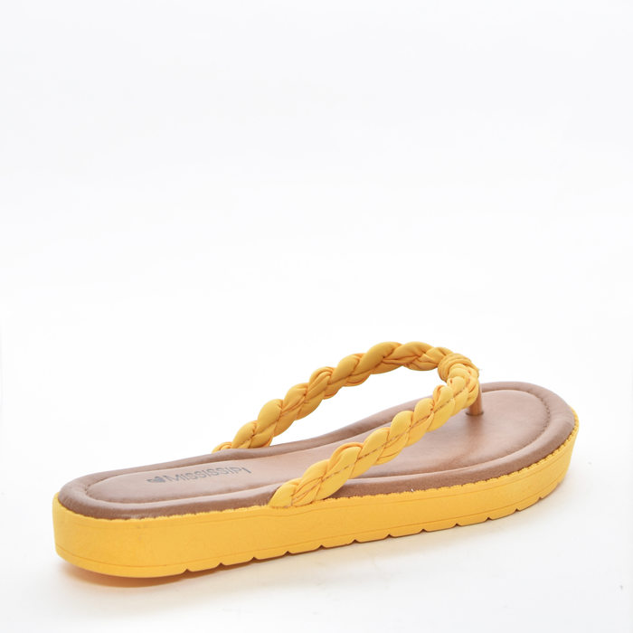 Chinelo Mississipi Flatform Cabedal Trançado Amarelo