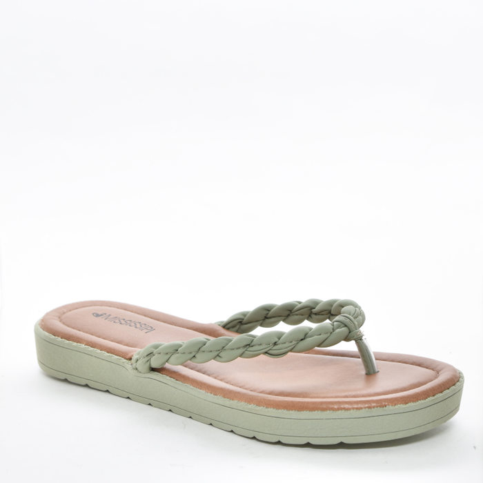 Chinelo Mississipi Flatform Cabedal Trançado Verde