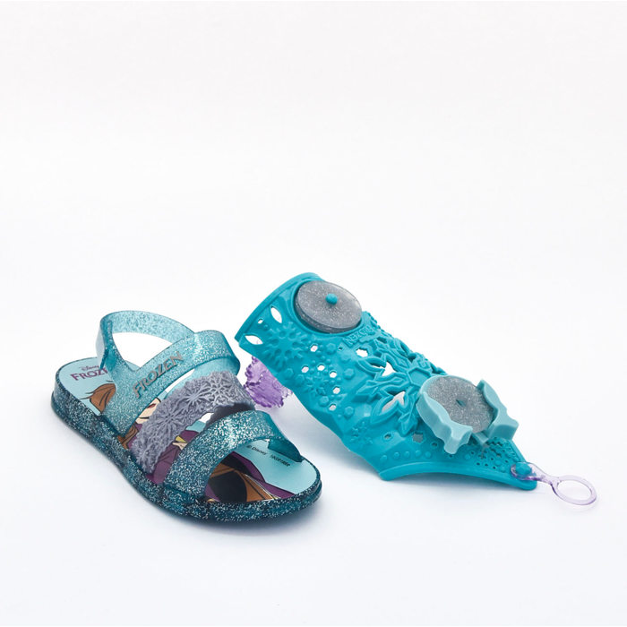 Sandália Grendene Frozen Snow Power Acompanha Brinde com Glitter Azul