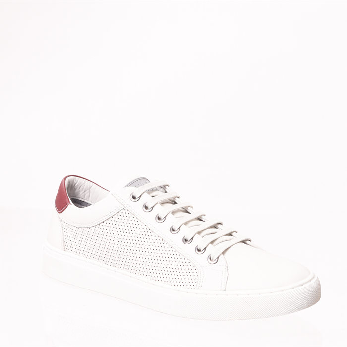 Sapatênis Ferracini Couro Mobi Detalhe Microperfuros Branco