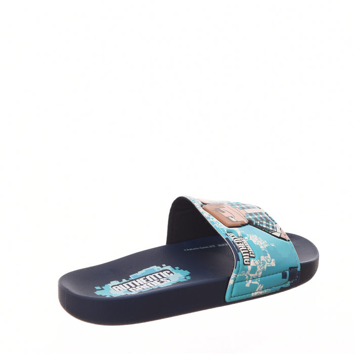 Chinelo Slide Grendene Authentic Games Turquesa e Azul Marinho
