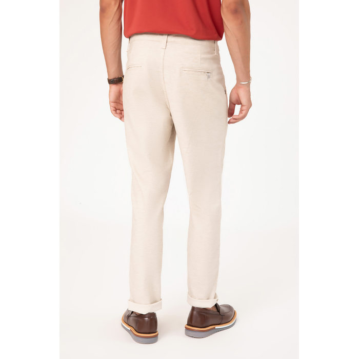 Calça Dlz Slim Chino Linho Bolso Faca Aplicação Logo Off White