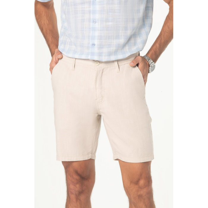 Bermuda Dlz Chino AVML Aplicação Bordado Logo Bolso Faca Bege Mescla