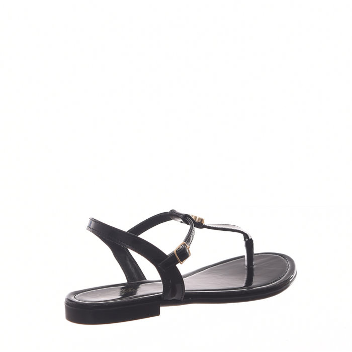 Sandália Rasteira Klin Anatômica Aplicação Coração Verniz Preta