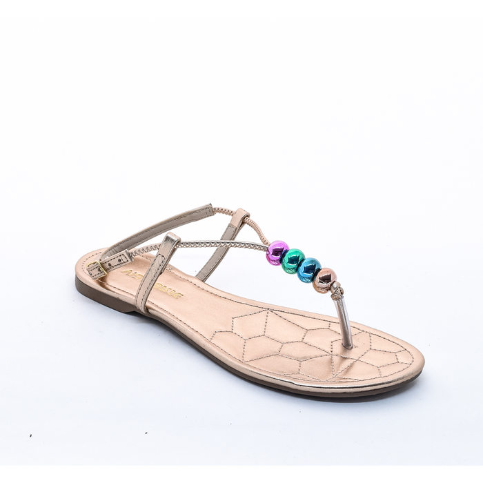 Sandália Via Marte com Bolas Coloridas Metalizado Rosê