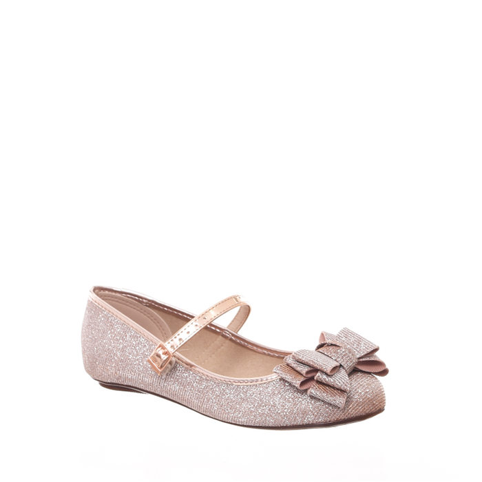 Sapatilha Boneca Molekinha Aplicação Laço Glitter Ouro Rosado