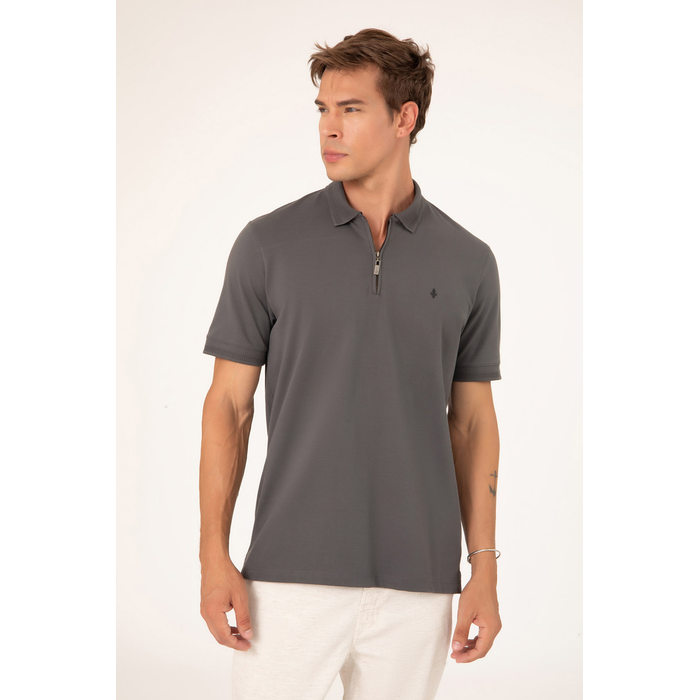 Camisa Polo Dlz Algodão Egípcio Gola Colarinho Detalhe Zíper Ribana Trabalhada Manga Curta Aplicação