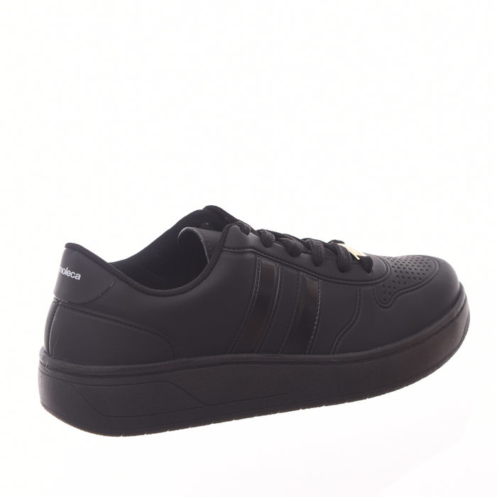 Tênis Moleca Flatform com Listra Lateral Preto e Preto