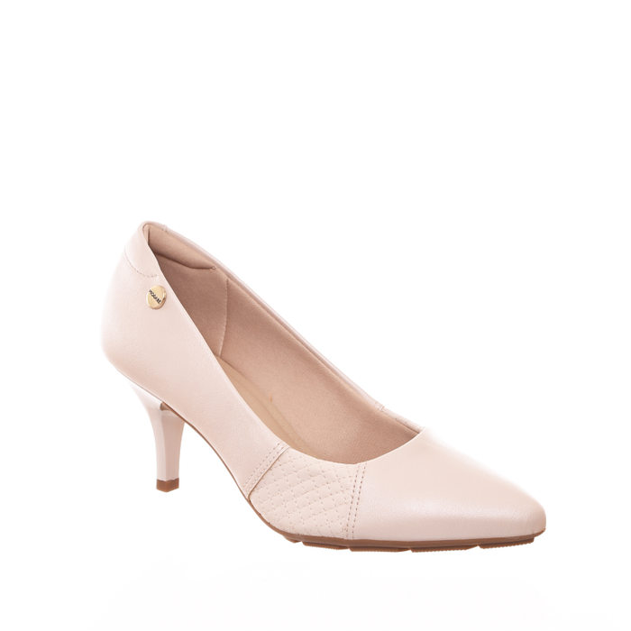 SAPATO SCARPIN MODARE BICO FINO ULTRA CONFORTO COM TECNOLOGIA PARA JOANTE ACETINADO BEGE