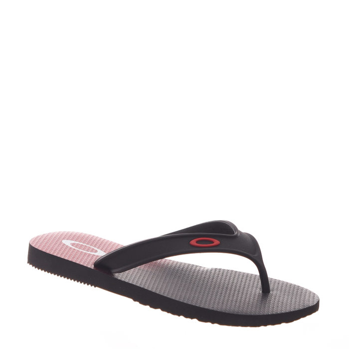 Chinelo Oakley Wave Point Degradê Estampa Logo Preto e Vermelho