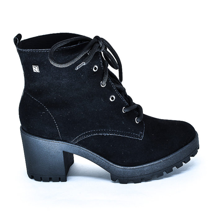 Bota Coturno Ramarim Camurça Salto Grosso Tratorado Preto