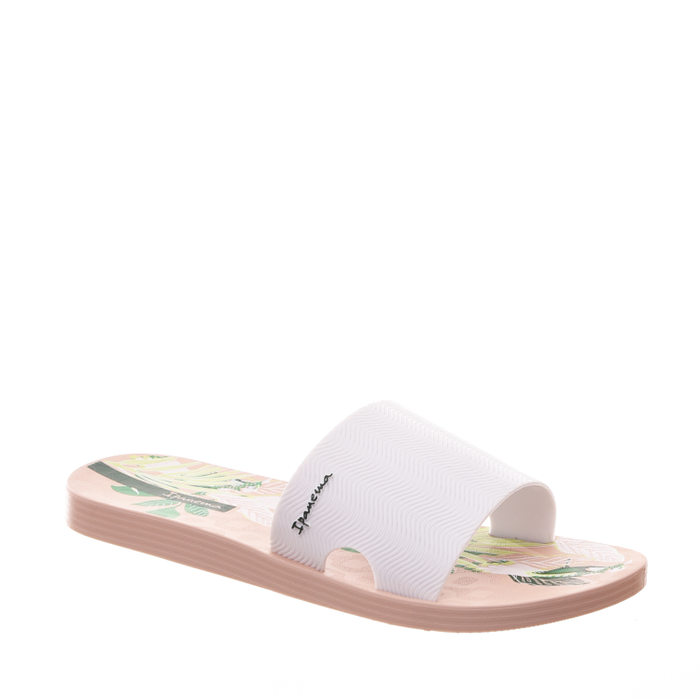 Chinelo Slide Ipanema Way Print Branco e Rosa