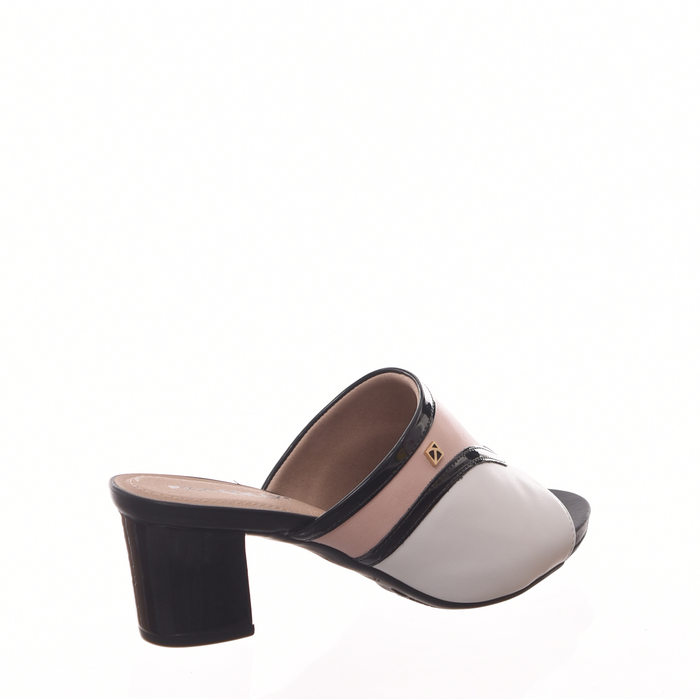 TAMANCO PICCADILLY SALTO GROSSO DETALHE VERNIZ PRETO ROSÊ E BRANCO