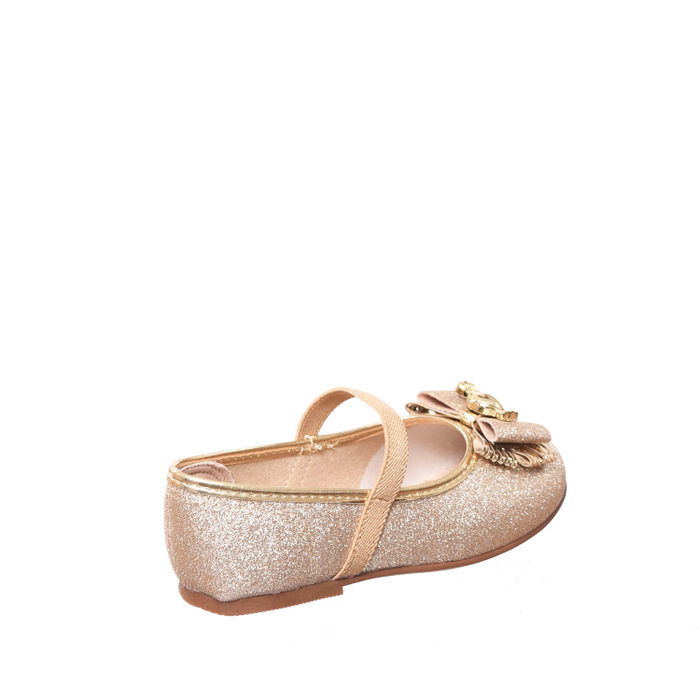 Sapatilha Boneca Molekinha Glitter Aplicação Laço Dourada