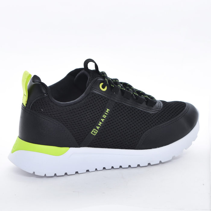 Tênis Jogger Ramarim Tela com Recortes Detalhes Neon Preto