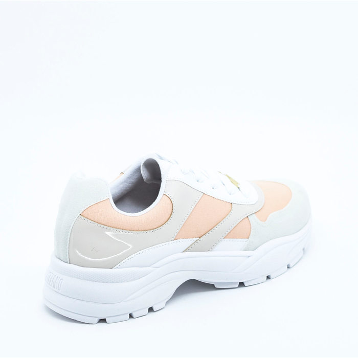 Tênis Chunky Vizzano Detalhe Camurça Verniz Bege e Coral
