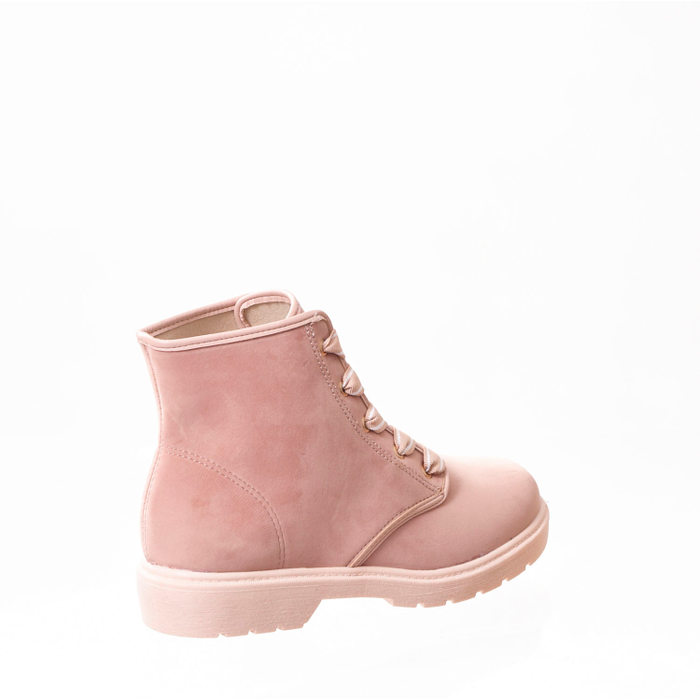 Bota Coturno Molekinha Nobuck Detalhe Cadarço com Listra Rosê