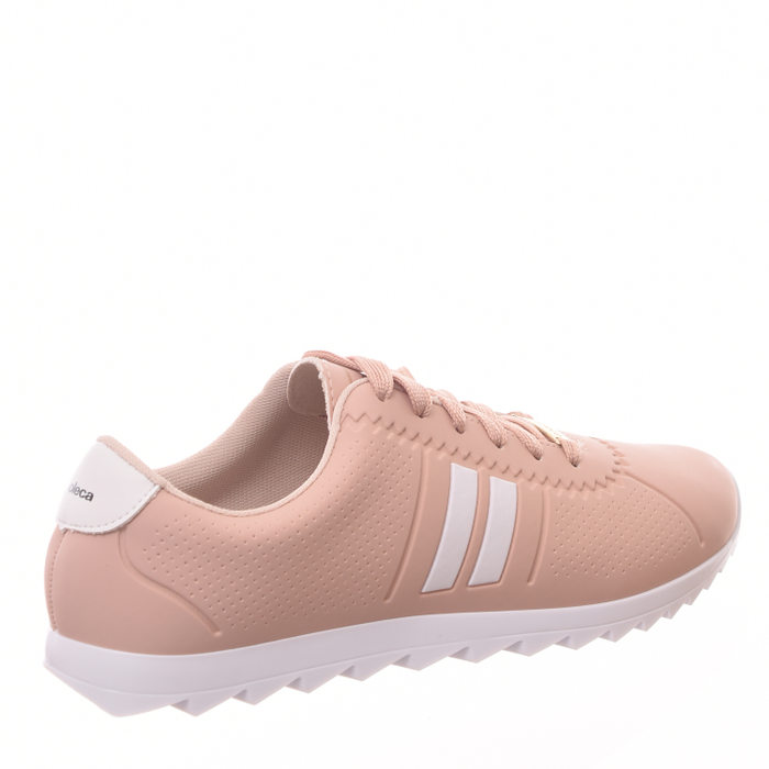 Tênis Moleca Jogger Tratorado Listra Lateral Rosê e Branco