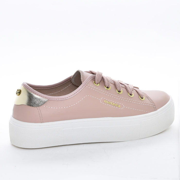 Tênis Flatform Moleca Detalhe Dourado Aplicação Metal Logo Rosê