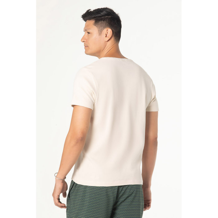 Camiseta Dlz Algodão Malha Texturizada Manga Curta Lisa Bege