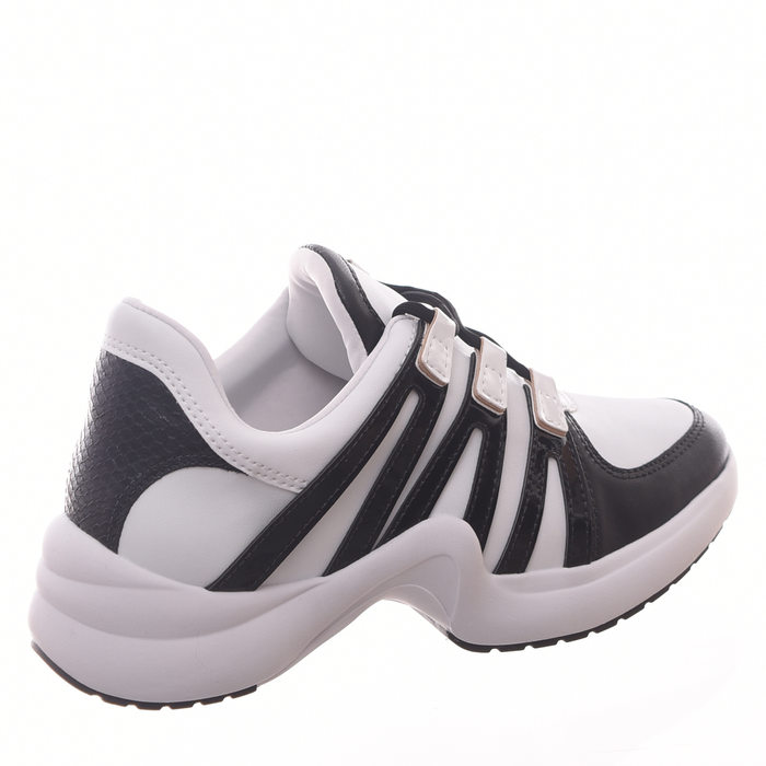 Tênis Chunky Ramarim Detalhes em Verniz Branco e Preto